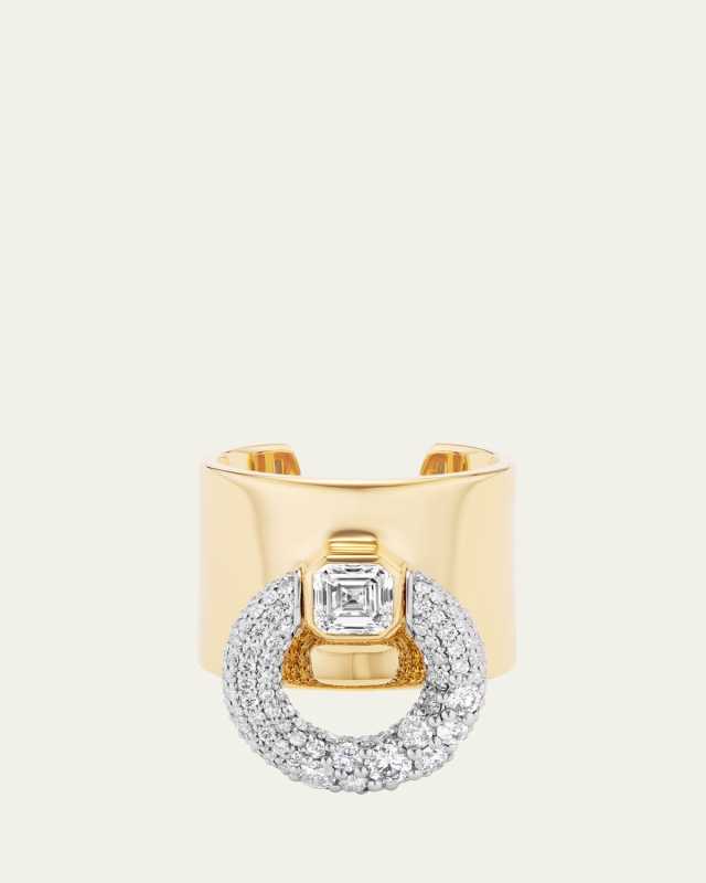 Knocker Cuff Ring with Diamonds
